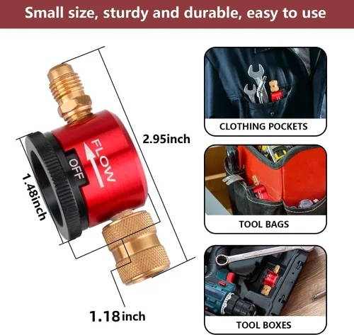 Miniatura 2 de Herramienta de purga de nitrógeno con ajuste de 1/4 de pulgada y regulador de nitrógeno de latón para sistemas de refrigeración HVAC, herramienta