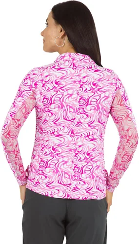 Miniatura 7 de IBKUL Athleisure Wear - Polo de manga larga con protección solar UPF 50+ Icefil Cooling Tech Kinsley Print de longitud ajustable - 48485