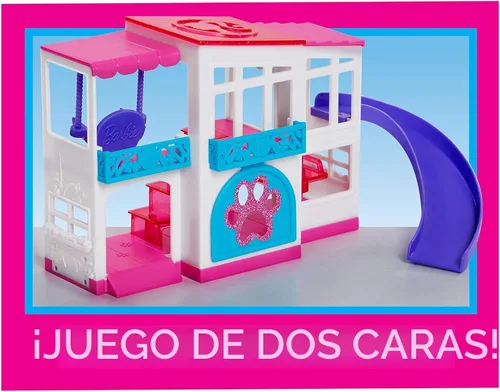 Miniatura 7 de Barbie Pet Dreamhouse juego de 2 caras, 10 piezas, incluye mascotas y accesorios, juguetes para niños de 3 años en adelante de Just Play
