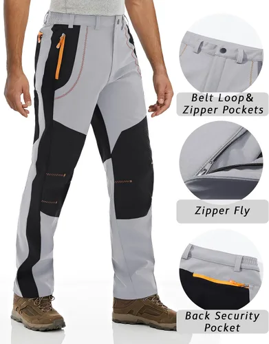 Miniatura 5 de TACVASEN Men's Snow Ski Pants Softshell Fleece Lined Hiking Snowboard Pants Waterproof & Windproof Pants with Zipper Pockets