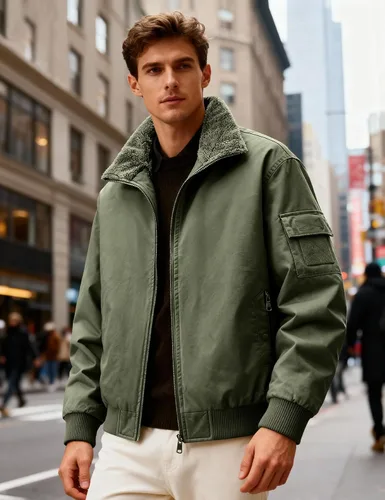 Miniatura 4 de Eisctnd Chaqueta bomber de invierno con forro de sherpa para hombre, abrigo de forro polar cálido resistente para hombres con bolsillos