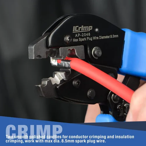 Miniatura 6 de iCrimp Herramienta de prensado de cables de bujía, crimpadora de alambre de encendido de trinquete para cables y conectores de bujías HEI de 0.276