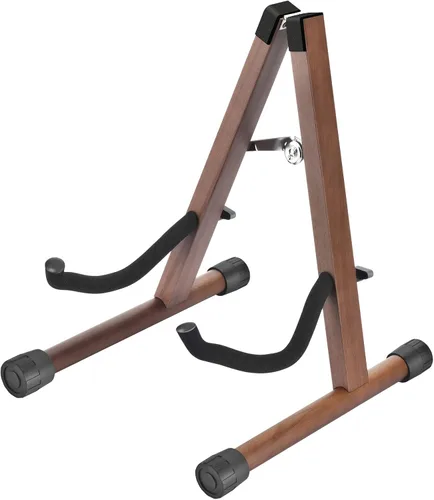 DOMMI Soporte de madera para guitarra eléctrica con goma antideslizante y brazos de espuma suave, marco en A plegable portátil para guitarras
