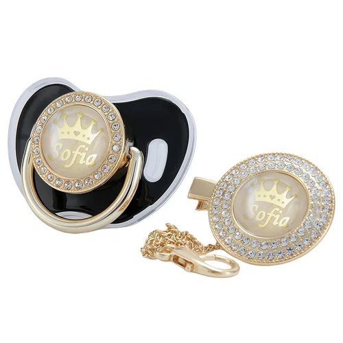 Miniatura 21 de Juego de Chupete y Clip Personalizado con Nombre en Oro Rosa con Brillos, Regalo Ideal para Baby Shower, Sesión de Fotos de Recién Nacido y Recuerdo