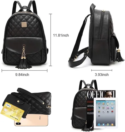 Miniatura 3 de I IHAYNER - Morral informal de cuero acolchado con diseño simple para mujer