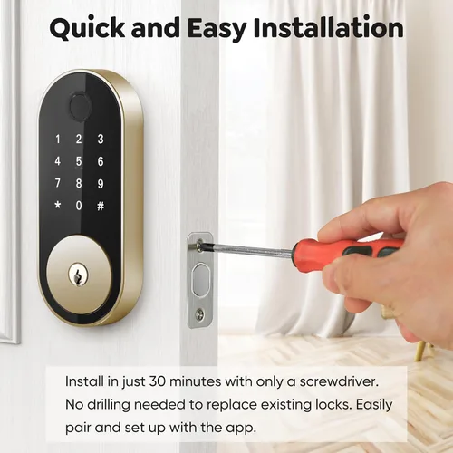 Miniatura 8 de Cerradura inteligente de huellas dactilares con teclado, bloqueo de entrada sin llave para el hogar, apartamento, oficina, Airbnb, alquiler, niños