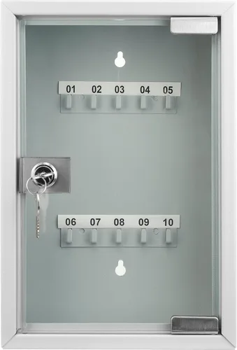 Miniatura 7 de Barska Caja con cerradura de llave con puerta de cristal, organizador de gabinete de llaves de acero para montaje en pared con ganchos etiquetados