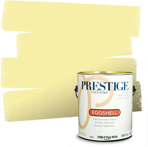 Miniatura 205 de PRESTIGE Pinturas Pintura Exterior e Imprimación En Uno, 1 Galón, Satinado, Pareja Comparable de Benjamin Moore* Amarillo* 320BM-PCM