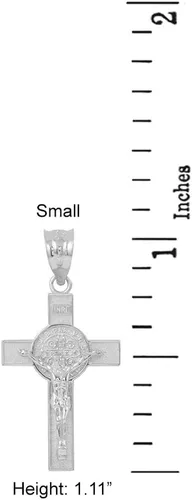 Miniatura 2 de Saint Collection - Collar con colgante de cruz de San Benito de plata de ley 925 (1.0in)
