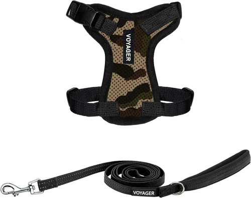 Best Pet Supplies Voyager Step-in Lock - Arnés para mascotas con correa reflectante para mascotas, con mango de neopreno de 5 pies, soporta