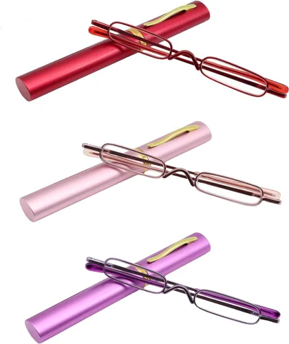 Miniatura 11 de Mini gafas de lectura delgadas tipo bolígrafo con estuche de clip portátil, lectores de bolsillo pequeños para hombres y mujeres