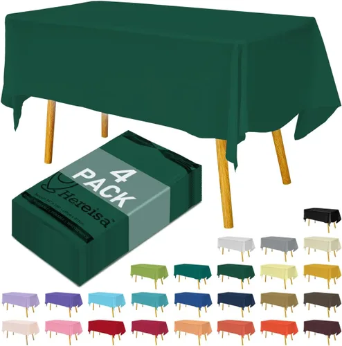 Miniatura 21 de Paquete de 3 manteles de plástico desechables de 54 x 108 pulgadas, manteles de color blanco hueso, manteles de fiesta nupcial para fiestas