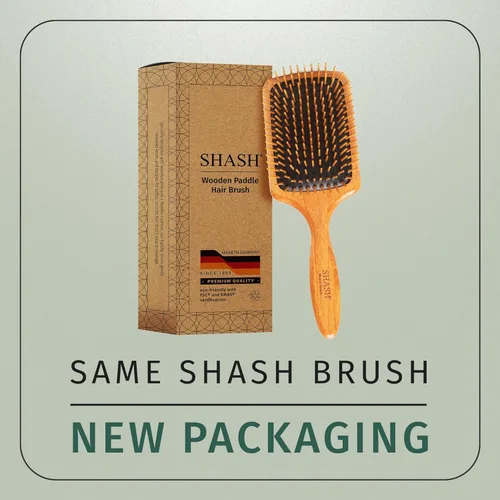 Miniatura 3 de SHASH Desde 1869 Fabricado en Alemania Cepillo de paleta de madera - Desenreda suavemente, peina, acondiciona el cabello con mínimo encrespamiento