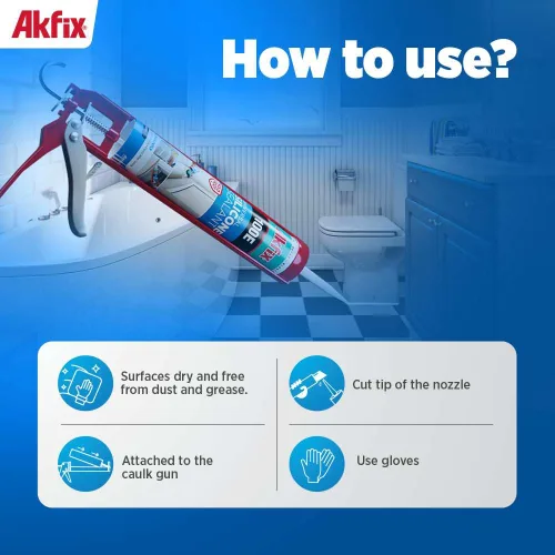 Miniatura 4 de Akfix 100E RTV - Calafateo de silicona gris (12 x 10.1 onzas líquidas), sellador de silicona 100% impermeable para cocina y baño, ducha, bañera