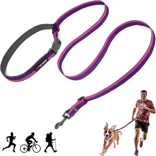 Miniatura 11 de Correa de perro Tuff Pupper con manos libres de longitud ajustable Ligera para correr, trotar, caminar Cinturón acolchado (61-127 cm) Se
