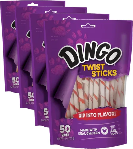 Miniatura 6 de Dingo Twist Sticks 50 Unidades, Masticables de Piel Cruda para Perros, Hechos con Pollo Real, 50 Unidades (Paquete de 1)