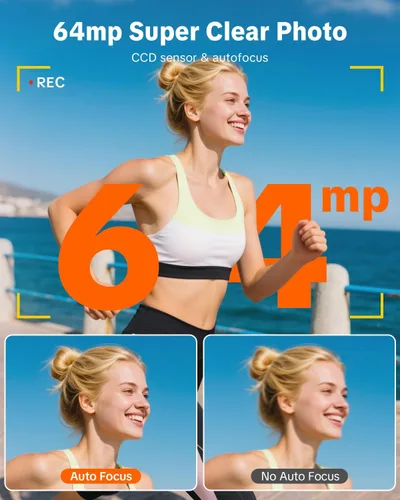 Miniatura 4 de W&O - Cámara digital para adolescentes, cámara digital para niños con tarjeta SD de 32 G, cámara de pantalla abatible de 180° para fotografía, Crema