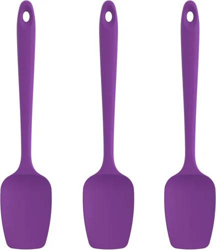 Miniatura 11 de U-Taste Juego de espátulas de cuchara de silicona, 600ºF de alta resistencia al calor, raspador de goma flexible de grado alimenticio, mezcla de Rojo
