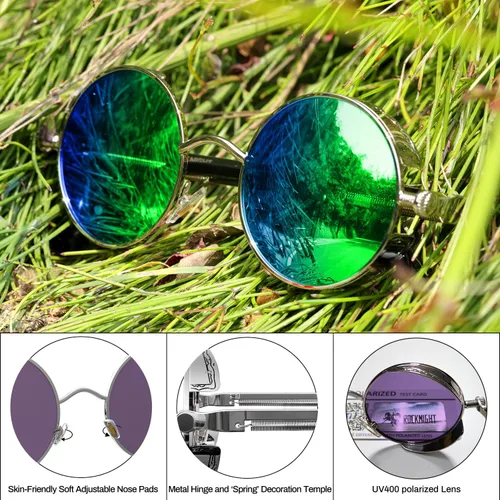 Miniatura 4 de ROCKNIGHT Gafas de sol Gothic Steampunk redondas polarizadas UV400 con protección unisex