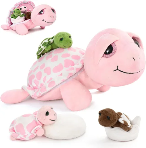 Miniatura 25 de MorisMos - Animales de peluche de lagarto, mamá camaleón gigante de 27 pulgadas con 4 lagartos bebés, juguetes para niños y niñas, mamá iguana
