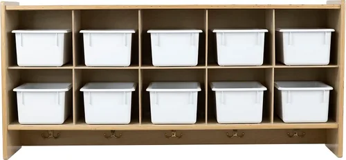 Miniatura 15 de Cubos organizadores de almacenamiento, 10 cubos con ganchos para abrigos, estante colgante de pared para juguetes de niños, guardería, aula, 47 Sin