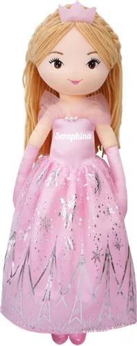 Miniatura 13 de June Garden Muñeca de trapo suave XL Princess Marina Crystalheart - Adorable muñeca de tamaño real de peluche para niñas, vestido azul