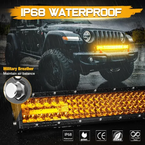 Miniatura 4 de Barra de Luz LED Ámbar de 20 Pulgadas, Niking Auto 150W Barra Combinada Spot Flood de Cuatro Filas Súper Brillante Luz LED de Trabajo de Conducción
