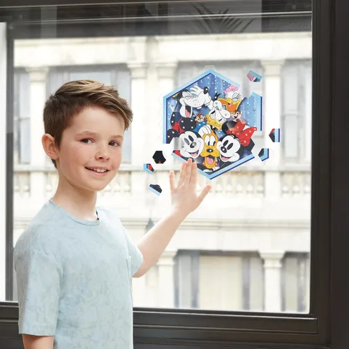 Miniatura 5 de Make It Real Disney: Mosaico de arte para ventana, Mickey & Friends, 66 piezas, rompecabezas reutilizables para ventanas, crea una imagen de 12.2 x