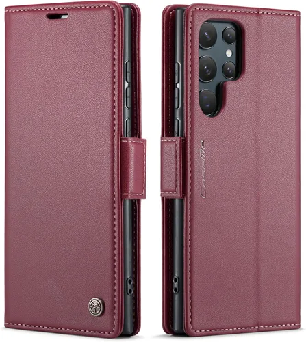 Miniatura 68 de QLTYPRI Funda tipo cartera para Samsung Galaxy S22 Ultra, funda magnética de piel sintética de alta calidad con bloqueo RFID, ranuras para tarjetas