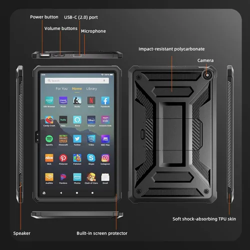 Miniatura 6 de DJ&RPPQ - Funda para tablet Amazon Fire Max 11 (13ª generación, versión 2023), carcasa trasera resistente con soporte de visualización manos libres