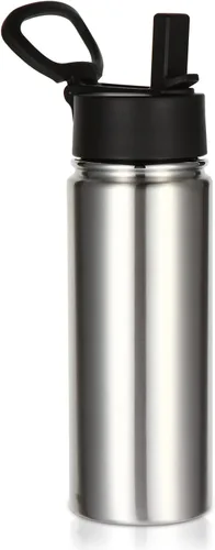 Miniatura 48 de Volhoply Paquete a Granel de 8 Botellas de Agua Aisladas de 18 Onzas, Botellas de Agua de Acero Inoxidable para Niños con Tapa con Pajita, Botella