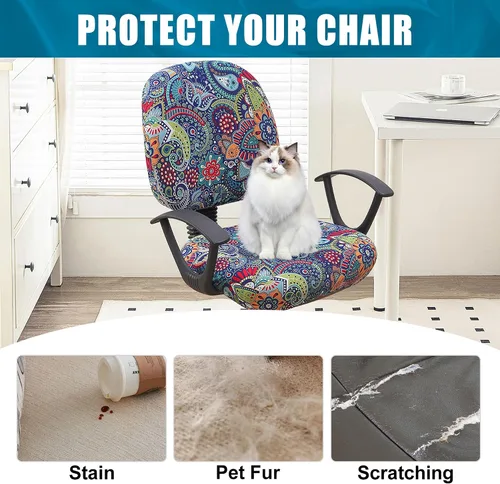 Miniatura 8 de Smiry Fundas elásticas para silla de computadora de oficina, universales, lavables, extraíbles y giratorias, fundas protectoras para asiento + Azul