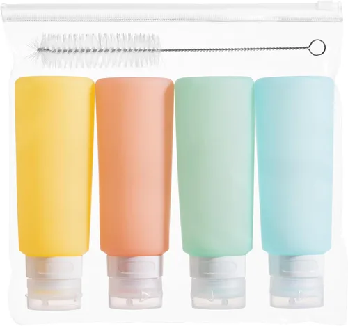 Miniatura 11 de MICEBAY Botellas exprimibles de condimentos para salsas, mini recipiente de silicona para aderezo de ensalada de 1 onza para llevar con bolsa