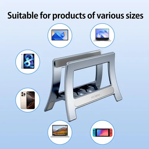Miniatura 6 de Soporte vertical para laptop para escritorio, soporte para MacBook con bloqueo automático por gravedad, soporte vertical de plástico ABS compatible