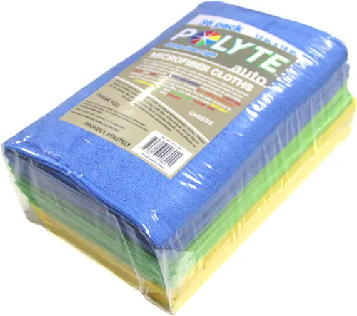 Miniatura 6 de POLYTE Paño de limpieza de microfibra, 12 x 16 pulgadas, azul, verde, amarillo, paquete de 24