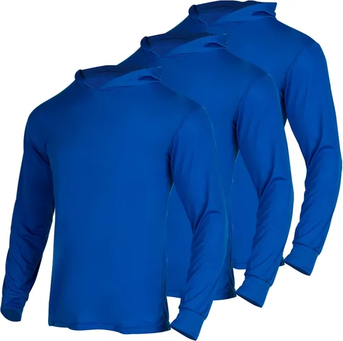 FONIRRA Camiseta de manga larga de alta visibilidad para hombre, paquete de 3 camisas de trabajo de construcción con capucha Azul_3 piezas