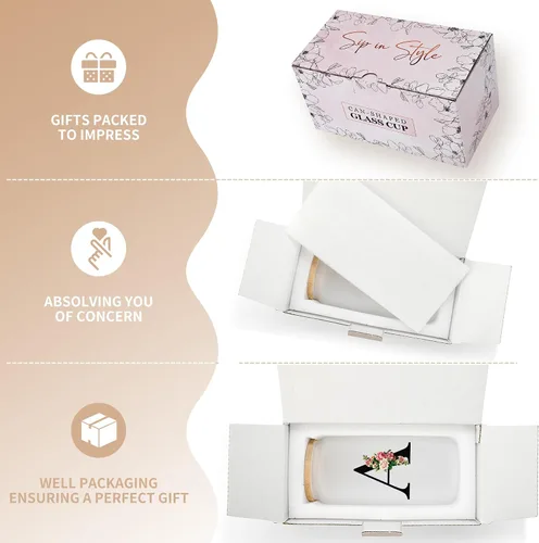 Miniatura 7 de Vasos de vidrio personalizados con tapas y pajitas, regalos con monograma para mujeres, vaso personalizado, bonita taza personalizada, cosas
