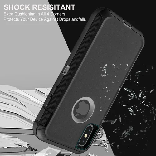 Miniatura 5 de YKHJKLEC Funda para iPhone X/iPhone Xs, grado militar 3 en 1, resistente a los golpes, a prueba de caídas, polvo con 2 protectores de pantalla
