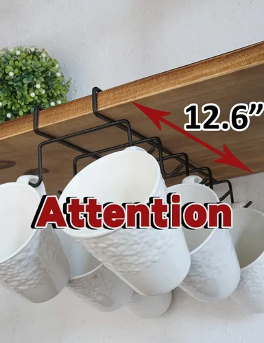 Miniatura 4 de Soporte para tazas de café, estante para tazas debajo del estante, estante de secado de almacenamiento de cocina, acero inoxidable (10)