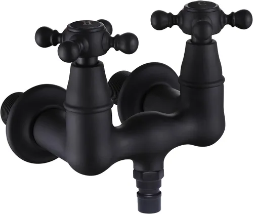 SUMERAIN Llenador de tina vintage de 3-3/8 pulgadas, centro de pared, mango cruzado, color negro mate Mate negro