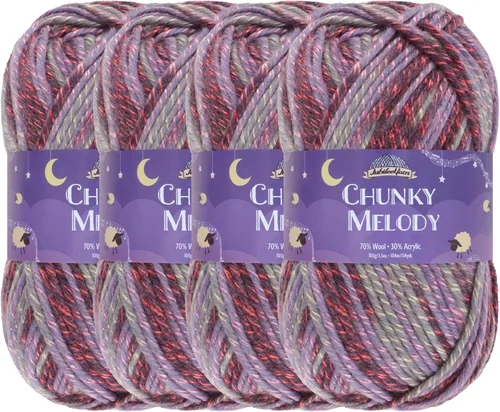 Miniatura 29 de JubileeYarn Chunky Melody - Hilo para tejer 100g/madeja, mezcla de lana gruesa, color maíz naranja - 2 madejas 15 Maíz Naranja