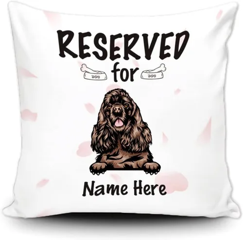 Miniatura 14 de Funda de almohada personalizada reservada para el perro, Cavalier King Charles Spaniel cachorro, funda de almohada de lona blanca para decoración