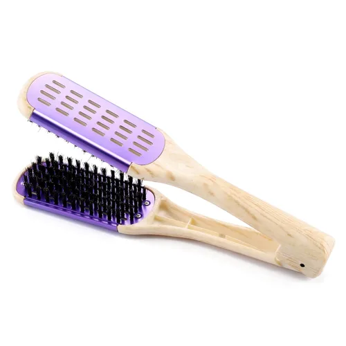 Miniatura 12 de Cepillo de cerdas de jabalí de doble cara y peine alisador de cabello para alisar y peinar