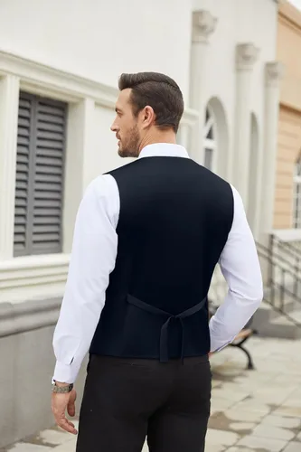 Miniatura 3 de COOFANDY Chaleco de traje para hombre, ajustado, chaleco formal de negocios, chaleco de vestir casual