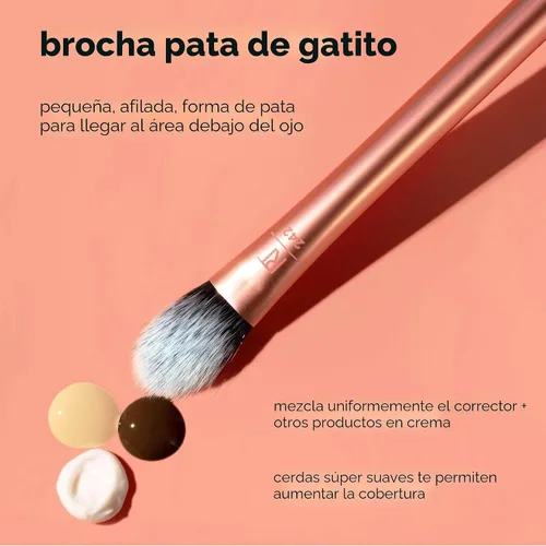 Miniatura 3 de Real Techniques Cepillo de maquillaje corrector iluminador, cepillo viral de pata de gatito oculta debajo de los ojos e imperfecciones, cubre