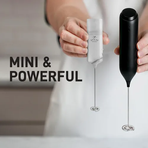 Miniatura 7 de Varita de espumador de leche mini y potente – Potente espumador de café de mano, mezclador de bebidas operado con batería – Tamaño de bolsillo Azul