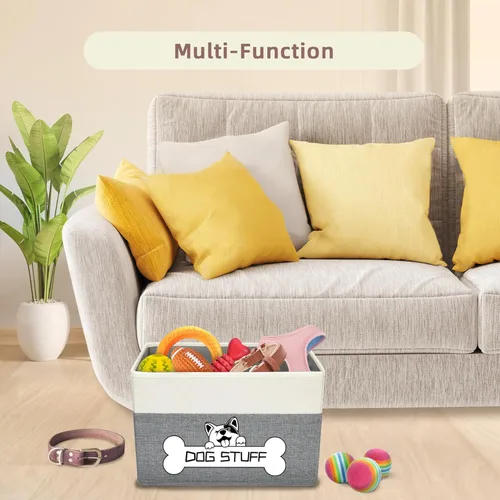 Miniatura 5 de Caja de juguetes plegable para perros, almacenamiento de tela para mascotas, organizador plegable para decoración del hogar con asa, cesta de Café