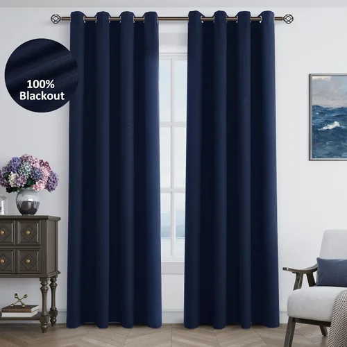 Miniatura 66 de Cream Linen Blackout Curtains 90 Length 2 Panels Set for Living Room Bedroom, 100% Black Out Thermal Insulated Linen Drapes, Room Darkening Grommet