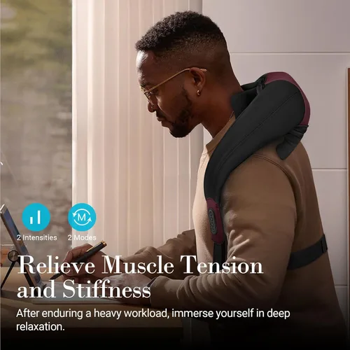 Miniatura 4 de CuPiLo Masajeador Shiatsu de Cuello con Calor - Masaje de Amasamiento Mejorado para Relajación Muscular, Masajeador Inalámbrico 4D Experto