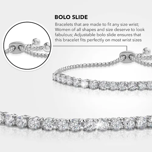 Miniatura 4 de Devin Rose 8 Cttw Cubic Zirconia Adjustable Bolo Bracelet for Women 4mm - 6mm